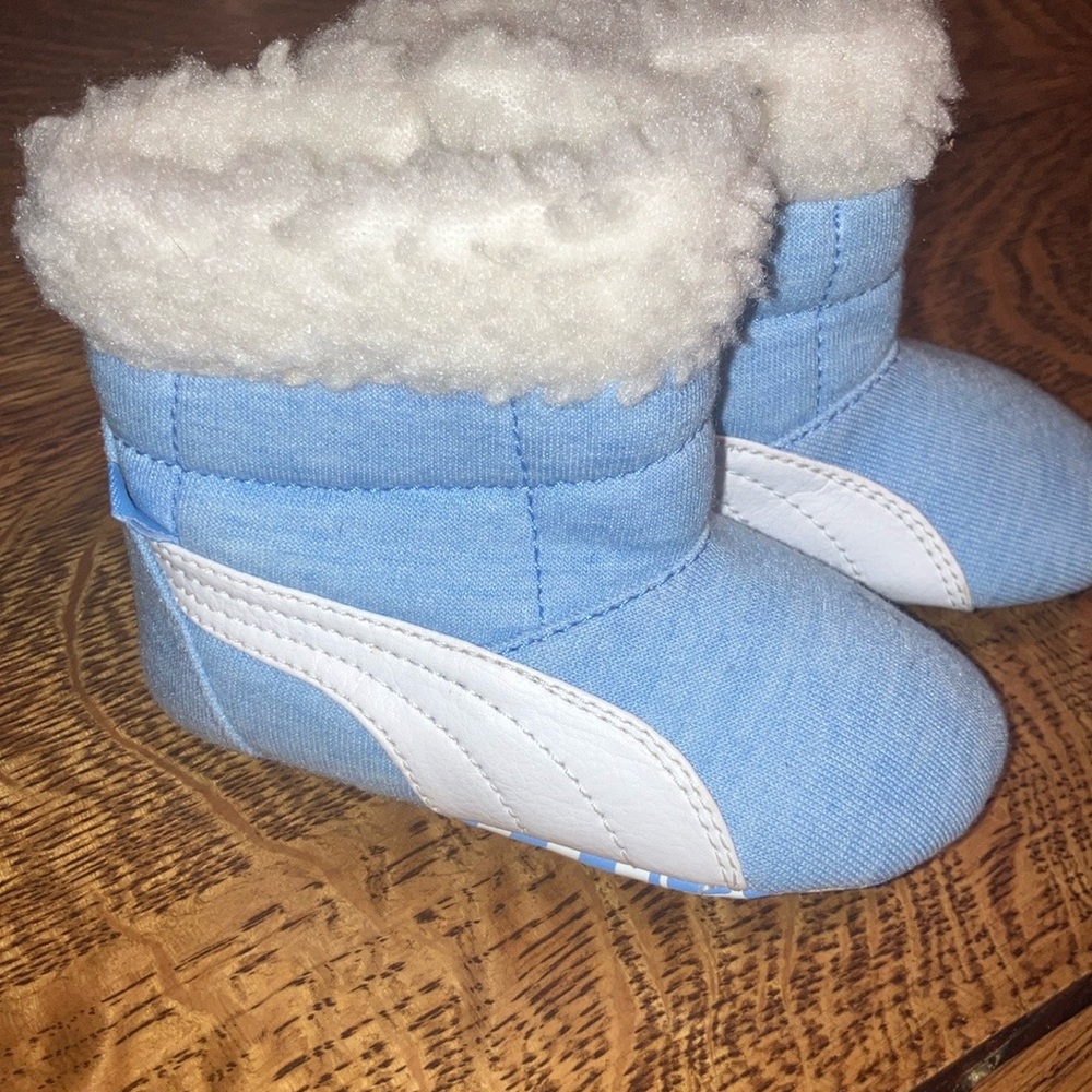 Puma Blue Baby Booties with Sherpa Lining
